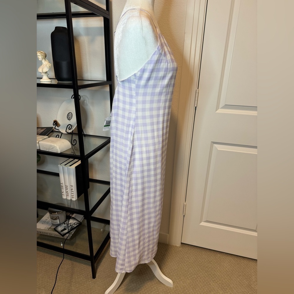 NWT Charlie Holiday Check Print Midi Slip Dress Lilac Size 8 - Picture 4 of 7